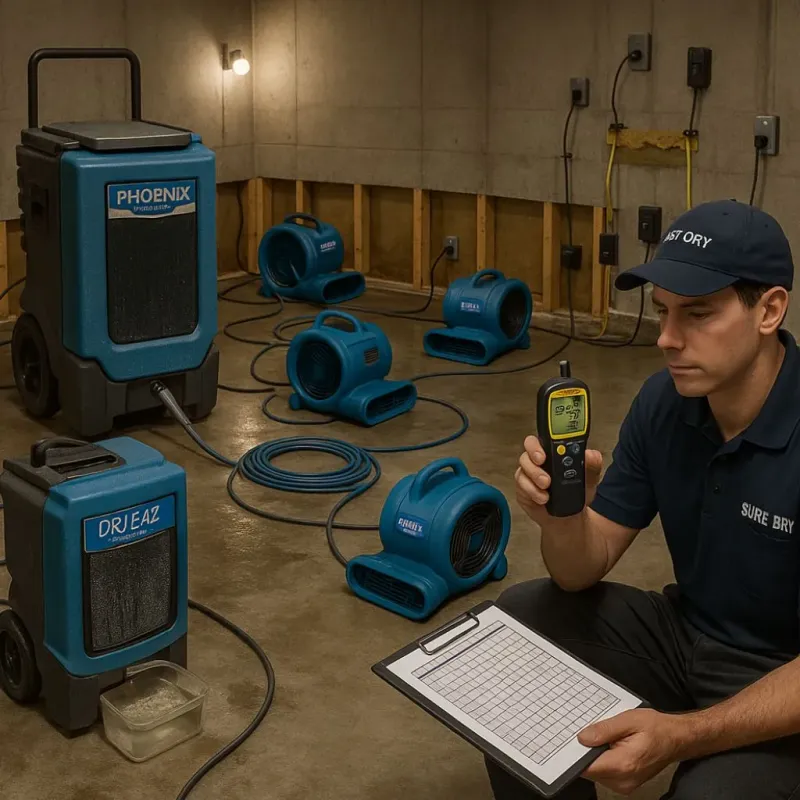 Structural Drying and Dehumidification process in Petersburg, MI